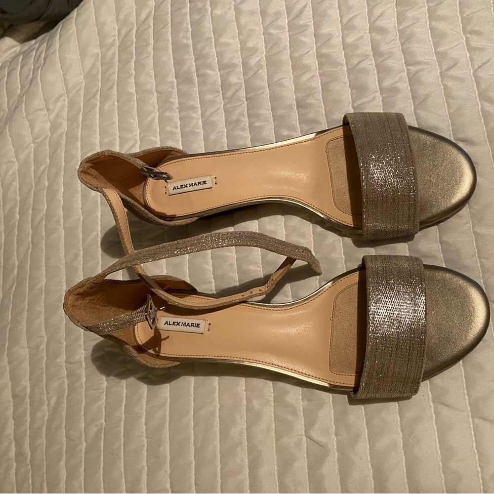 Alex Marie Gold shimmery wedges